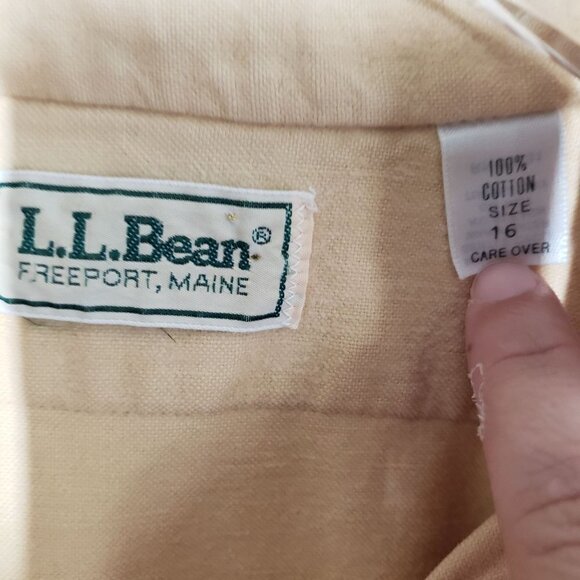 LL Bean Outdoor Shirt Camping 100% Cotton Yellow Button Front Mens 16 - Picture 4 of 7